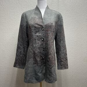 Coldwater Creek Paisley Long Sleeve Wool Blend Coat Jacket Size 10